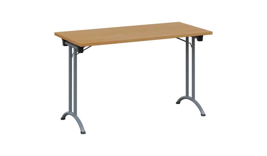 SLA 125 lak skládací jednací stůl 1250x600, deska 25 mm, podnož stříbrný lak, deska buk royal